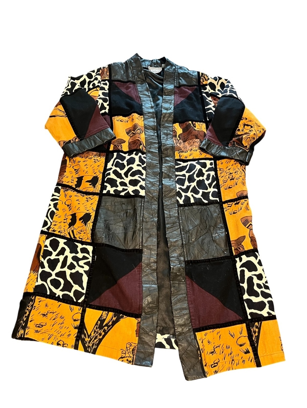 Vintage patchwork Molato animal print boho duster